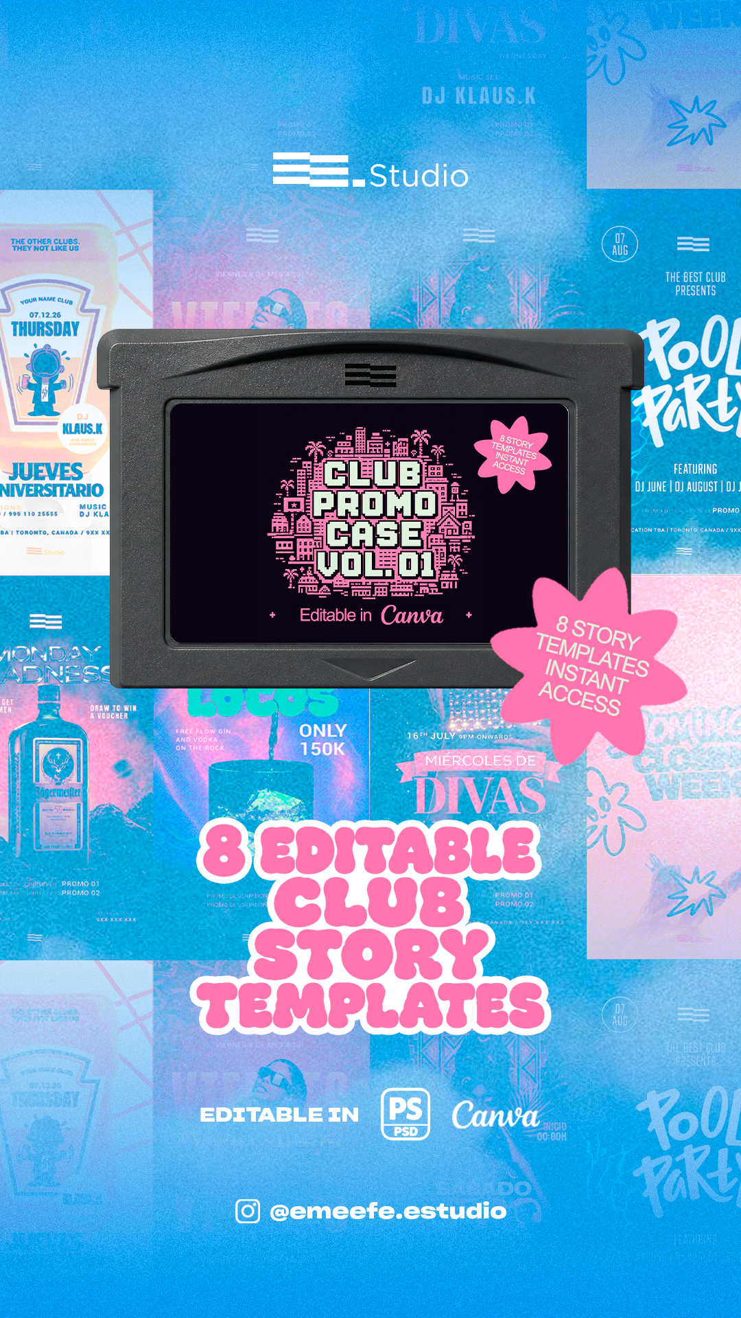 Club Promo Case Vol. 01 — Pack de 8 carteles editables en Canva - Imagen 2