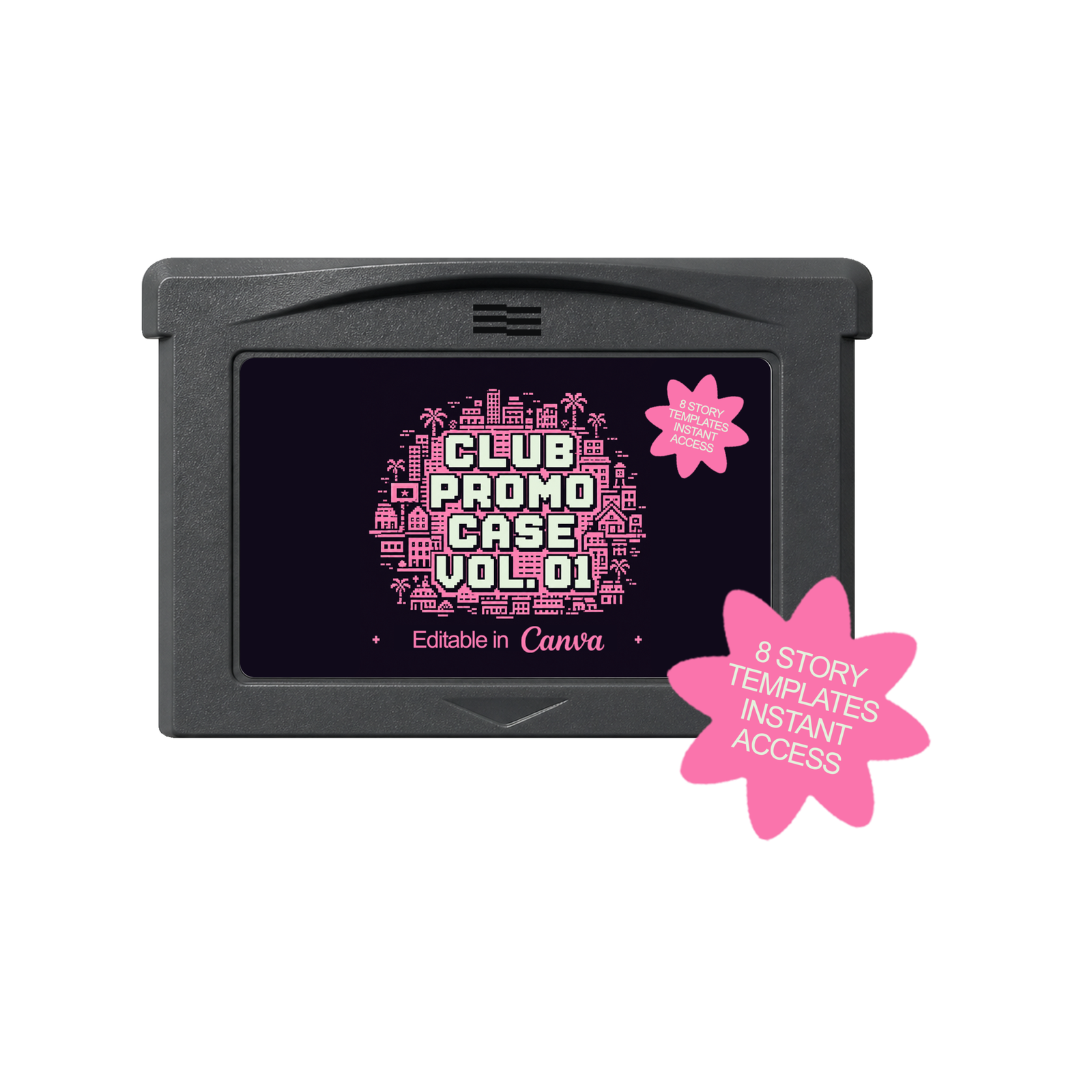 Club Promo Case Vol. 01 — Pack de 8 carteles editables en Canva